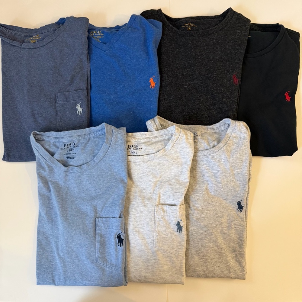 SET OF 7 Polo Ralph Lauren Men's Short Sleeve Tees - Blues, Blacks, Grays